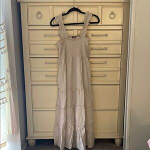 Lined Smocked Midi Dress